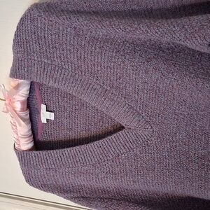 J. Jill Heathered Purple V-Neck Pullover Long Sleeve Sweater Sz L